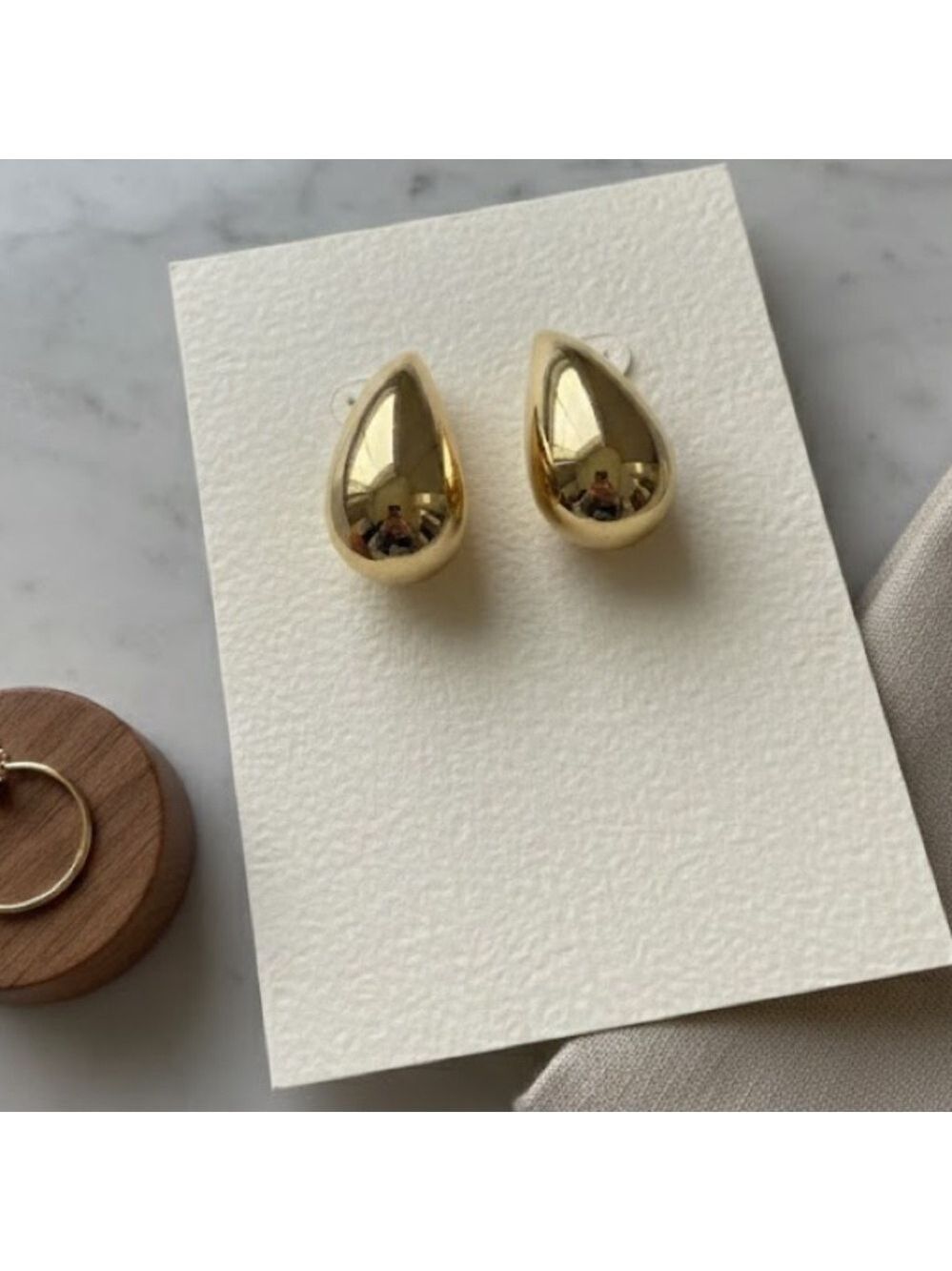 Gold Teardrop Drop Earrings - Minimalist